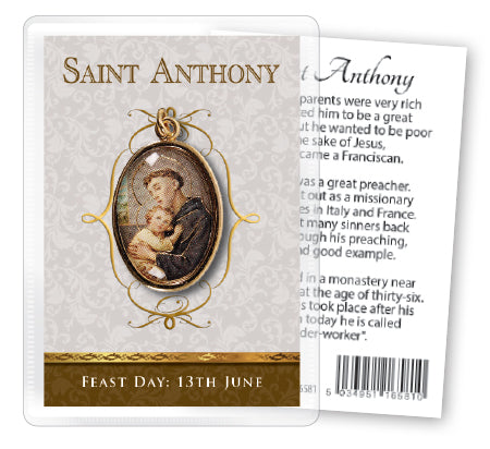 Saint Anthony Leaflet with Gilt Medal (Gold Foil)