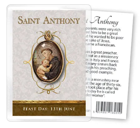 Saint Anthony Leaflet with Gilt Medal (Gold Foil) PowerfulHand