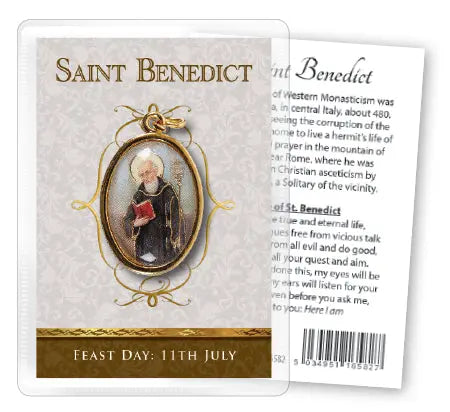 Saint Benedict Leaflet with Gilt Medal (Gold Foil) PowerfulHand