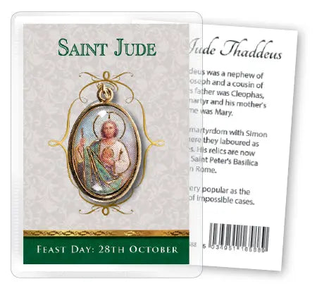 Saint Jude Leaflet with Gilt Medal (Gold Foil) PowerfulHand
