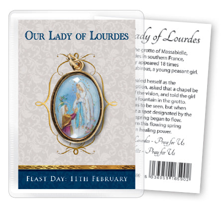 Our Lady of Lourdes Leaflet with Gilt Medal (Gold Foil)