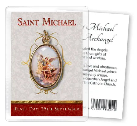 Saint Michael Leaflet with Gilt Medal (Gold Foil) PowerfulHand