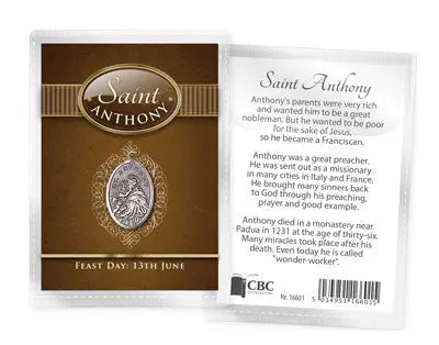 Saint Anthony Leaflet with Oxidised Medal CBC Distributors