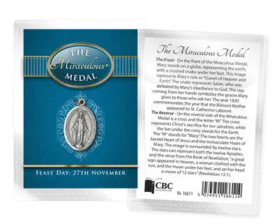 Miraculous Medal Leaflet with Oxidised Medal PowerfulHand