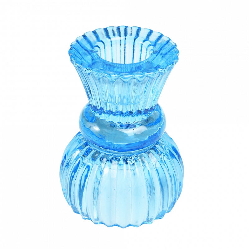 Blue Double-Ended Glass Candle Holder for Tealights & Taper Candles