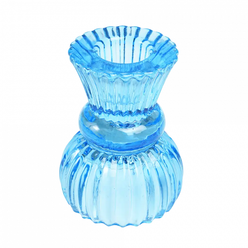 Blue Double-Ended Glass Candle Holder Powerfulhand.com
