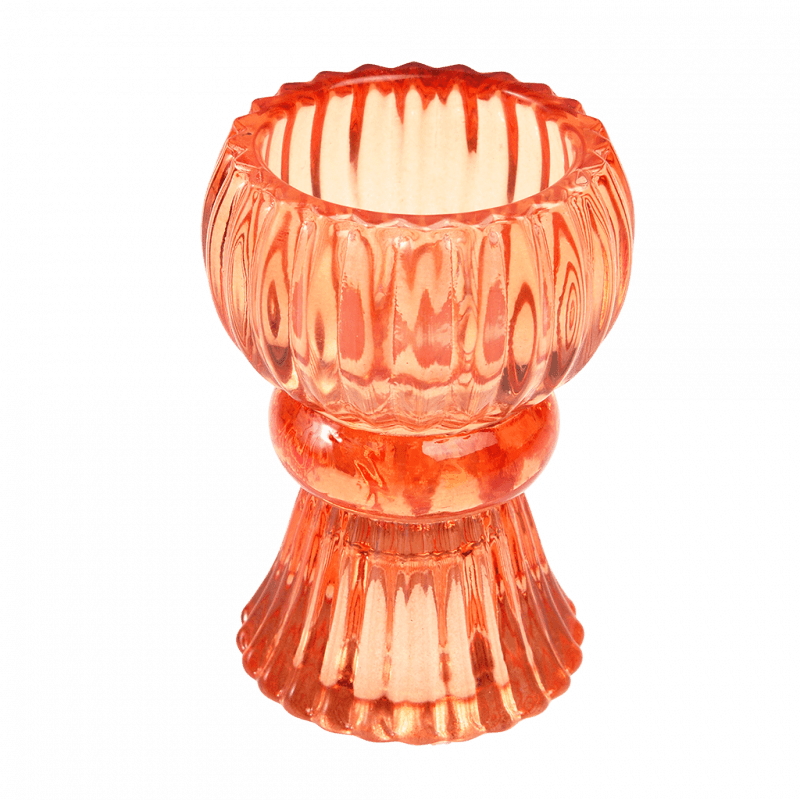 Orange Double-Ended Glass Candle Holder