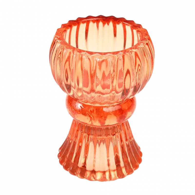 Orange Double-Ended Glass Candle Holder Powerfulhand.com