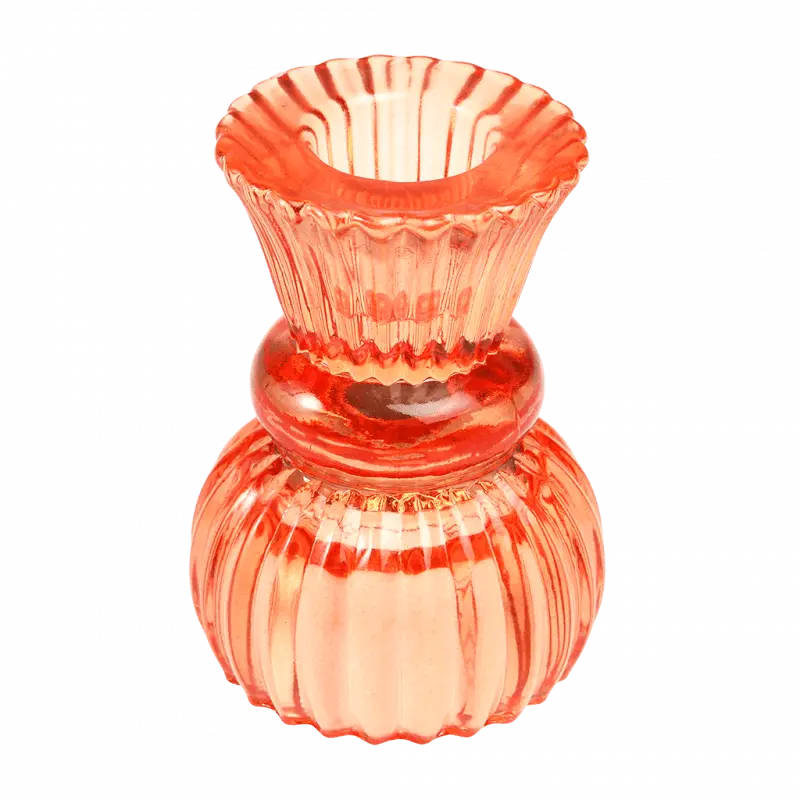 Orange Double-Ended Glass Candle Holder Powerfulhand.com