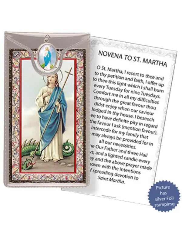 Saint Martha Medal & Foil Leaflet Prayer Card CBC Distributors