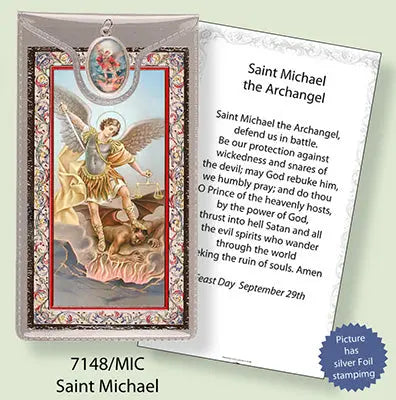 Saint Michael Medal & Foil Leaflet Prayer Card CBC Distributors
