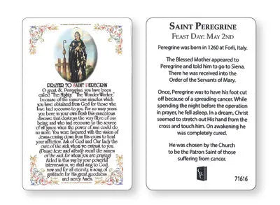 Saint Peregrine Prayer Card CBC Distributors