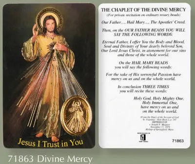 Prayer Card - Divine Mercy CBC Distributors