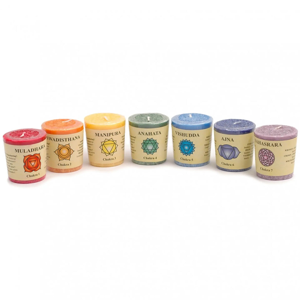 Chakra Votive Candles Set Powerfulhand.com