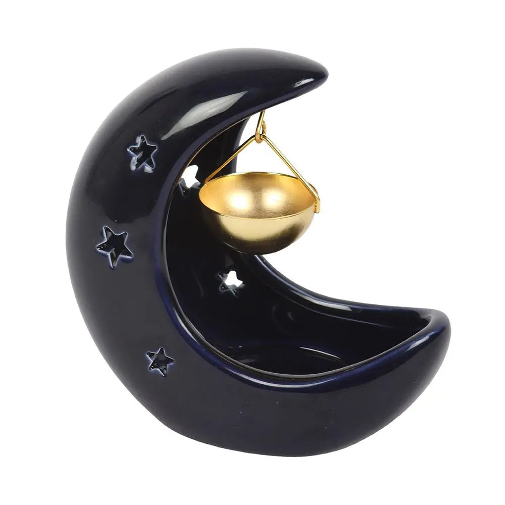 Blue Crescent Moon Hanging Oil Burner Powerfulhand.com