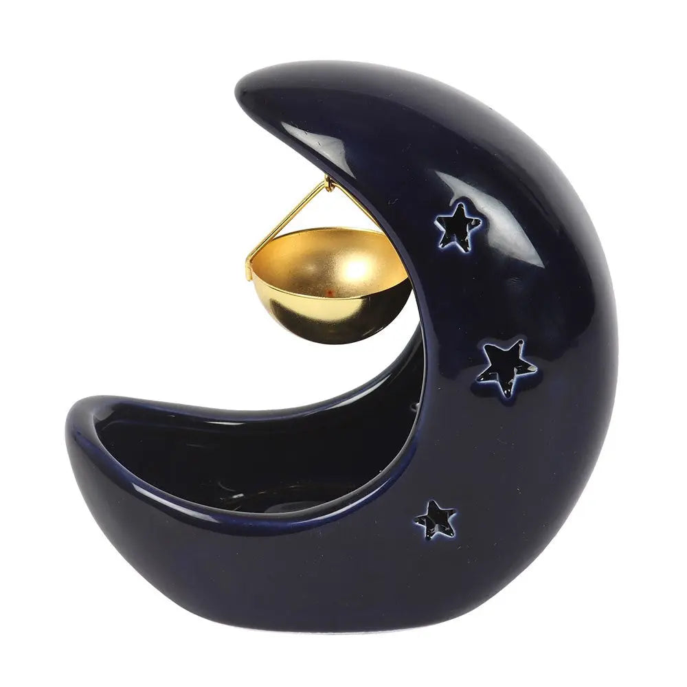 Blue Crescent Moon Hanging Oil Burner Powerfulhand.com