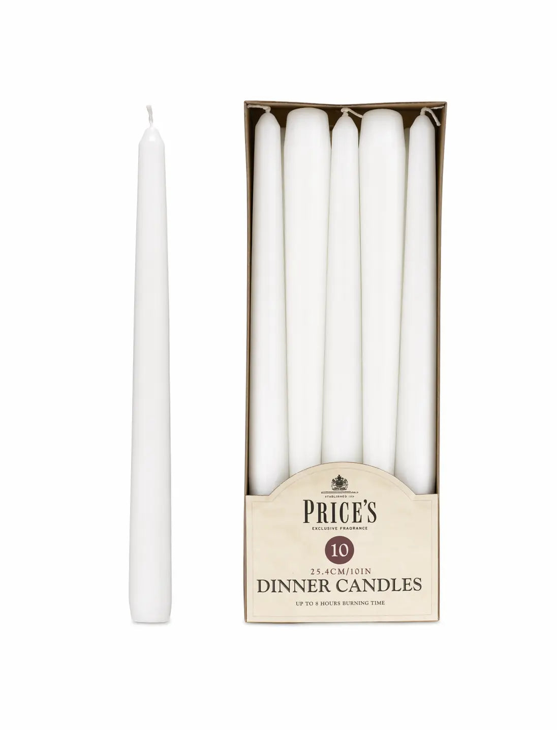 Prices Dinner Candle 10 Pack White Powerfulhand.com