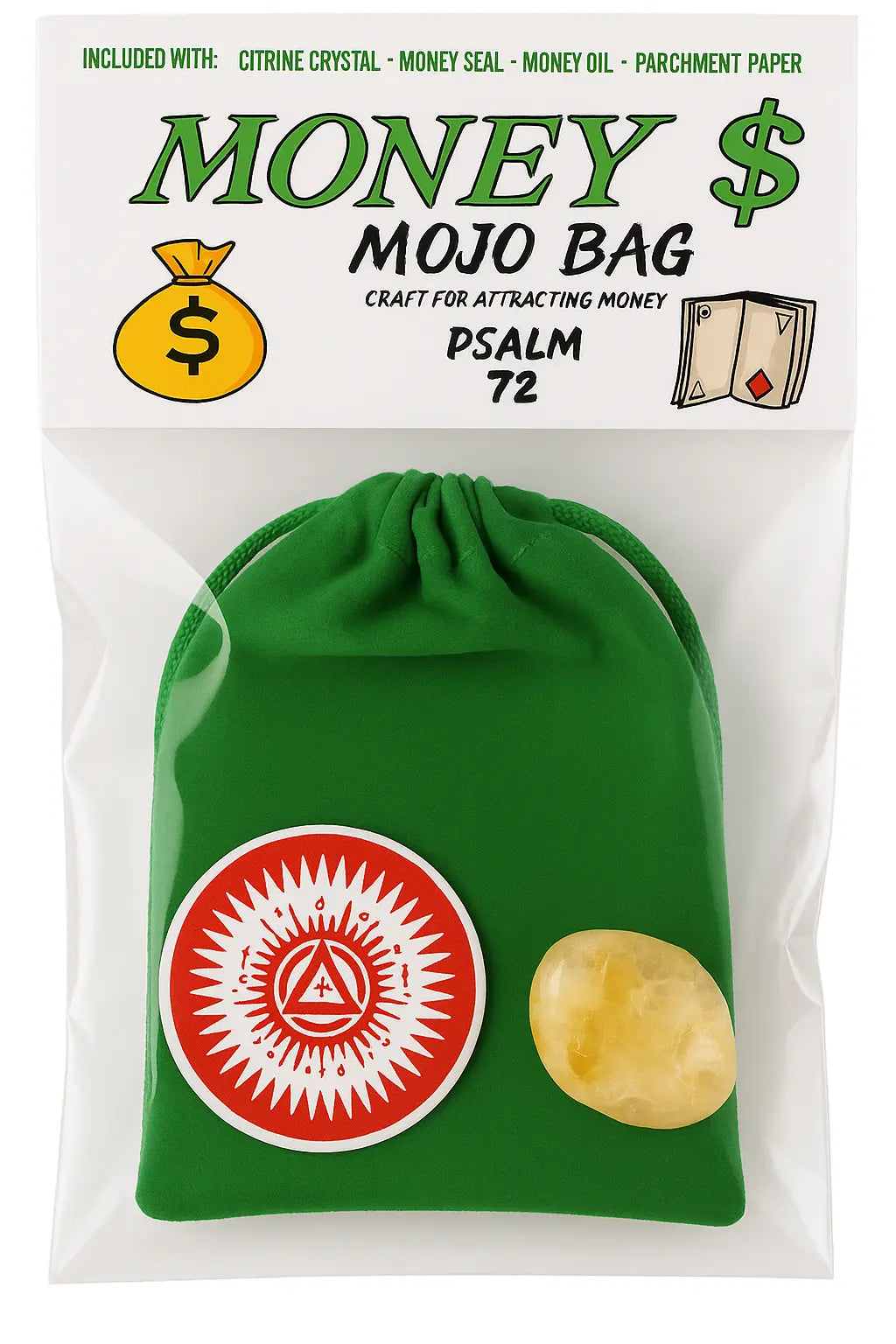 Money Mojo Bag (Citrine Crystal) Powerfulhand.com