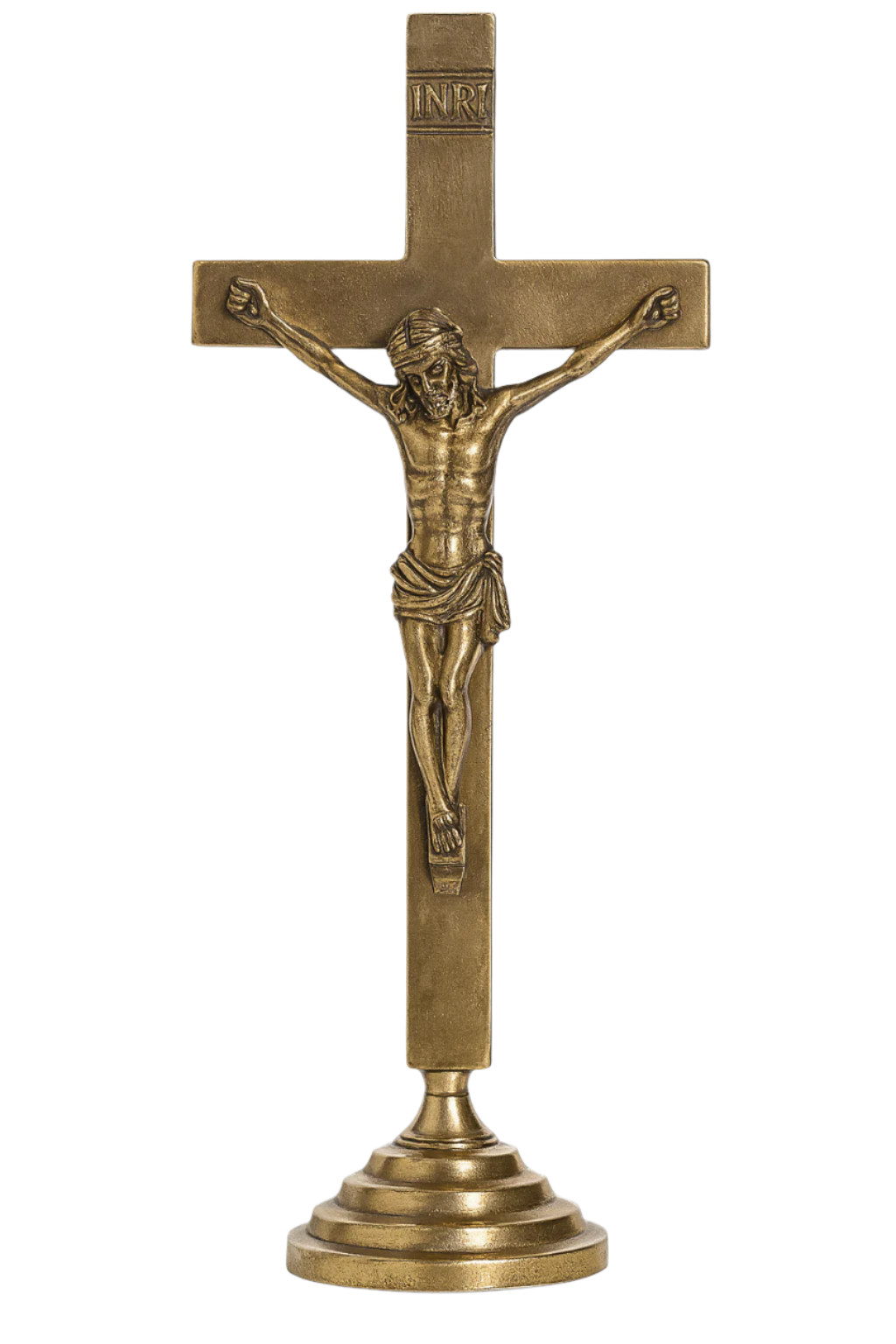 Croix debout en laiton de 12 po