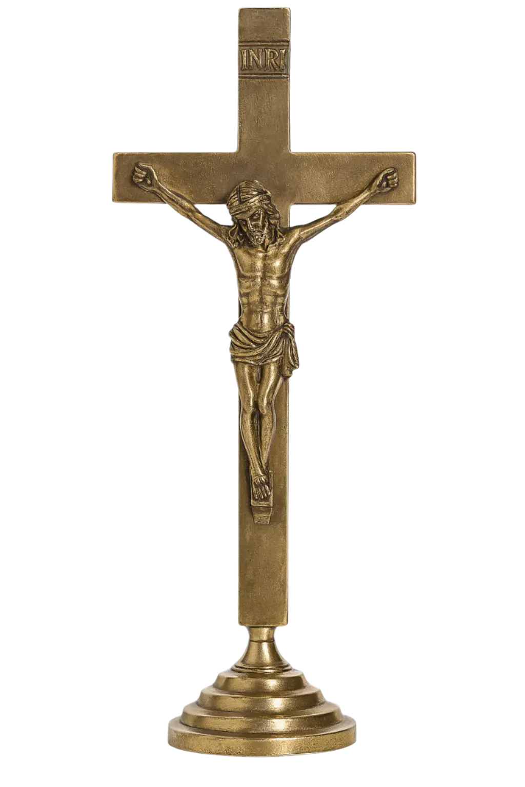 12" Standing Brass Cross Powerfulhand.com
