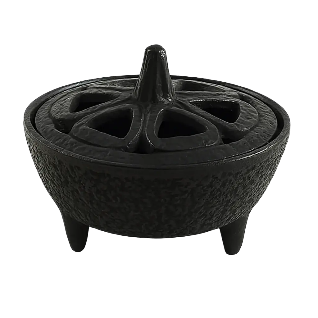 Large Black Cast Iron Incense Burner Powerfulhand.com