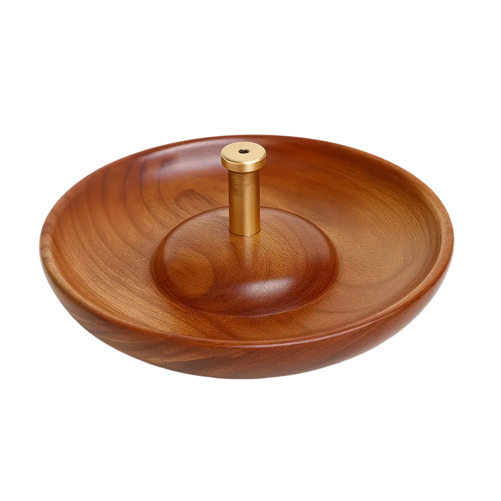 Sheesham Wood Jumbo Incense Holder with Brass Inlay Powerfulhand.com