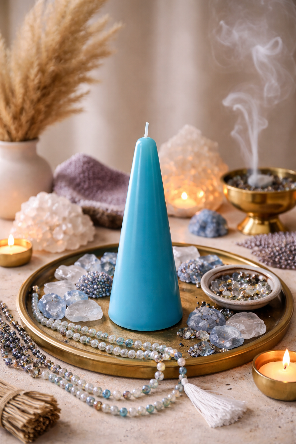 Dark Blue Small Cone Candle for Home Decor & Dining Tables