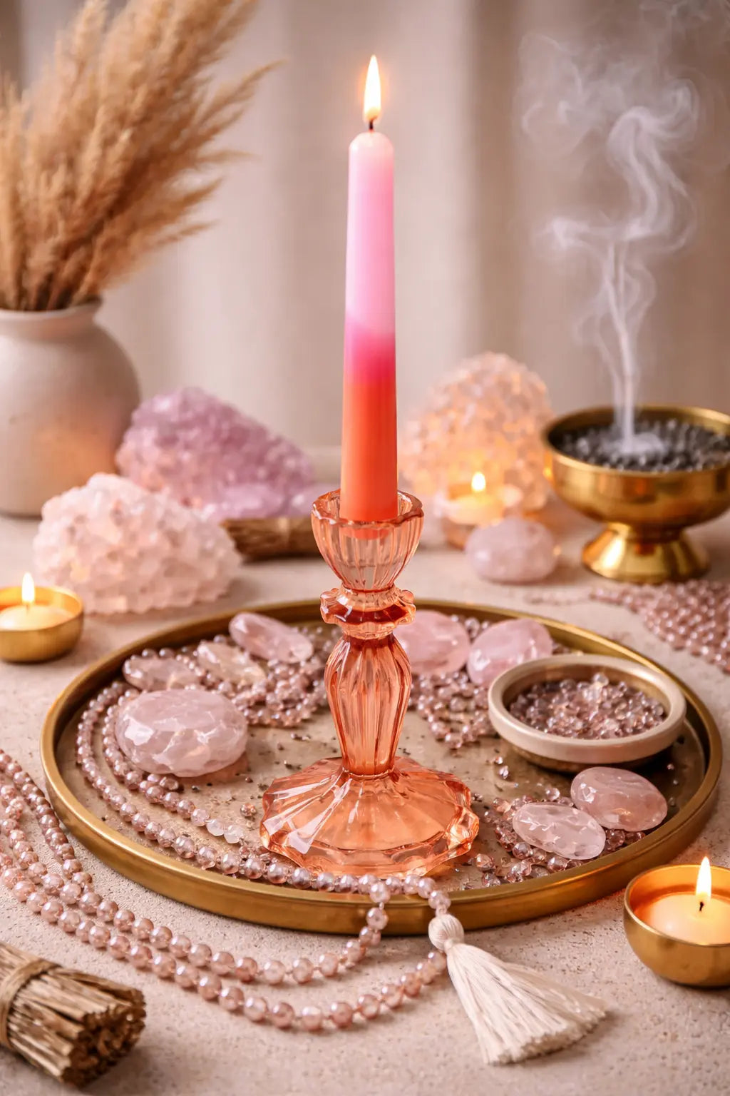 Orange Tall Glass Candle Holder Powerfulhand.com