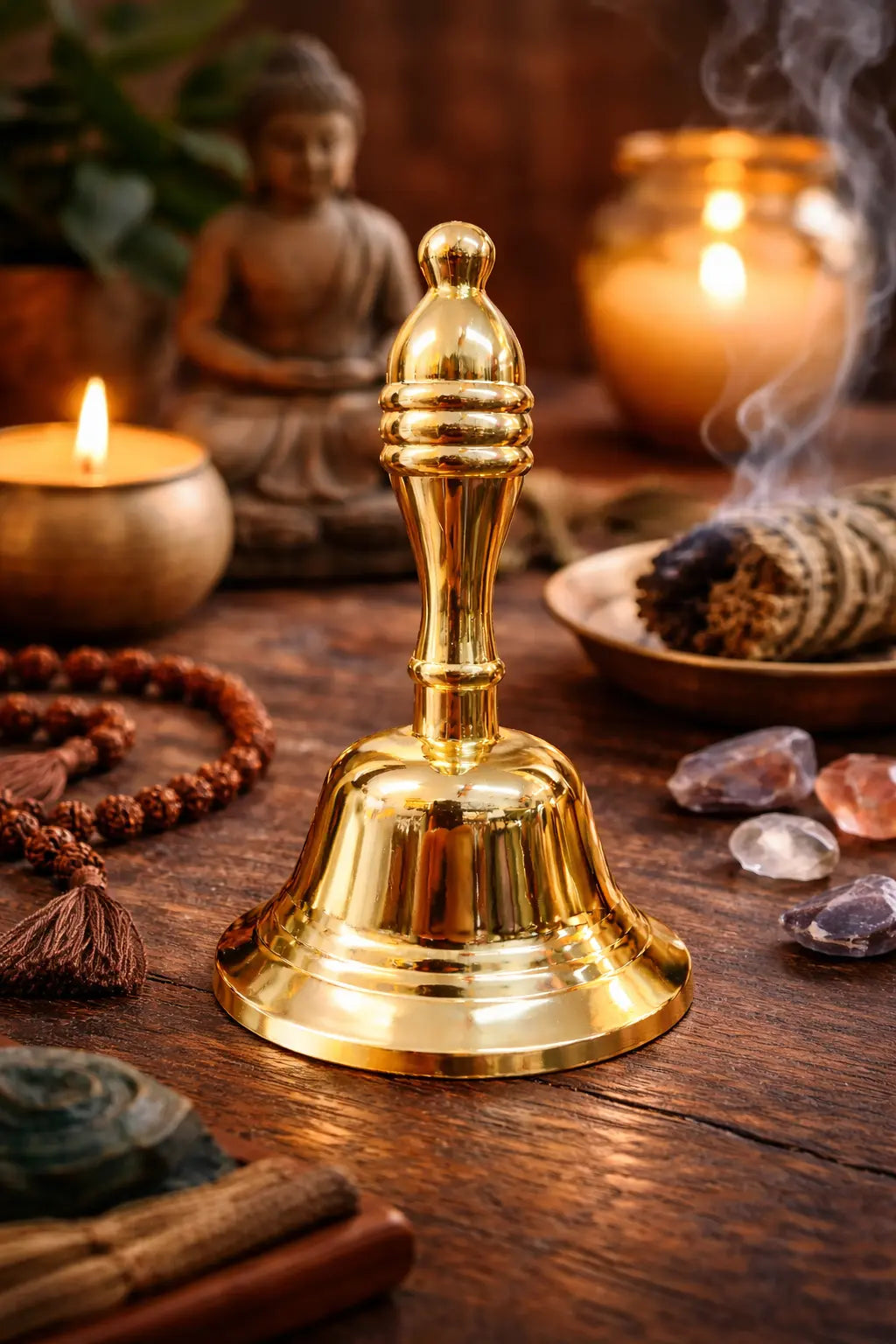 7 Inch Brass Hand Bell for Rituals, Meditation & Altar Use Powerfulhand.com
