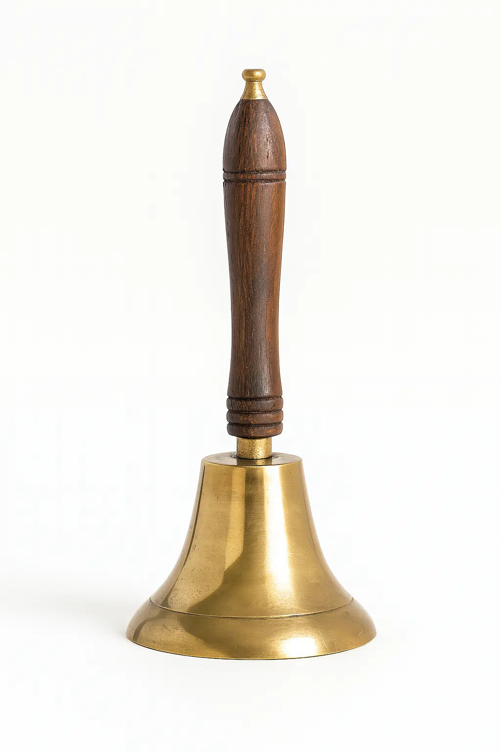 9 Inch Solid Brass Ritual Bell with Wooden Handle