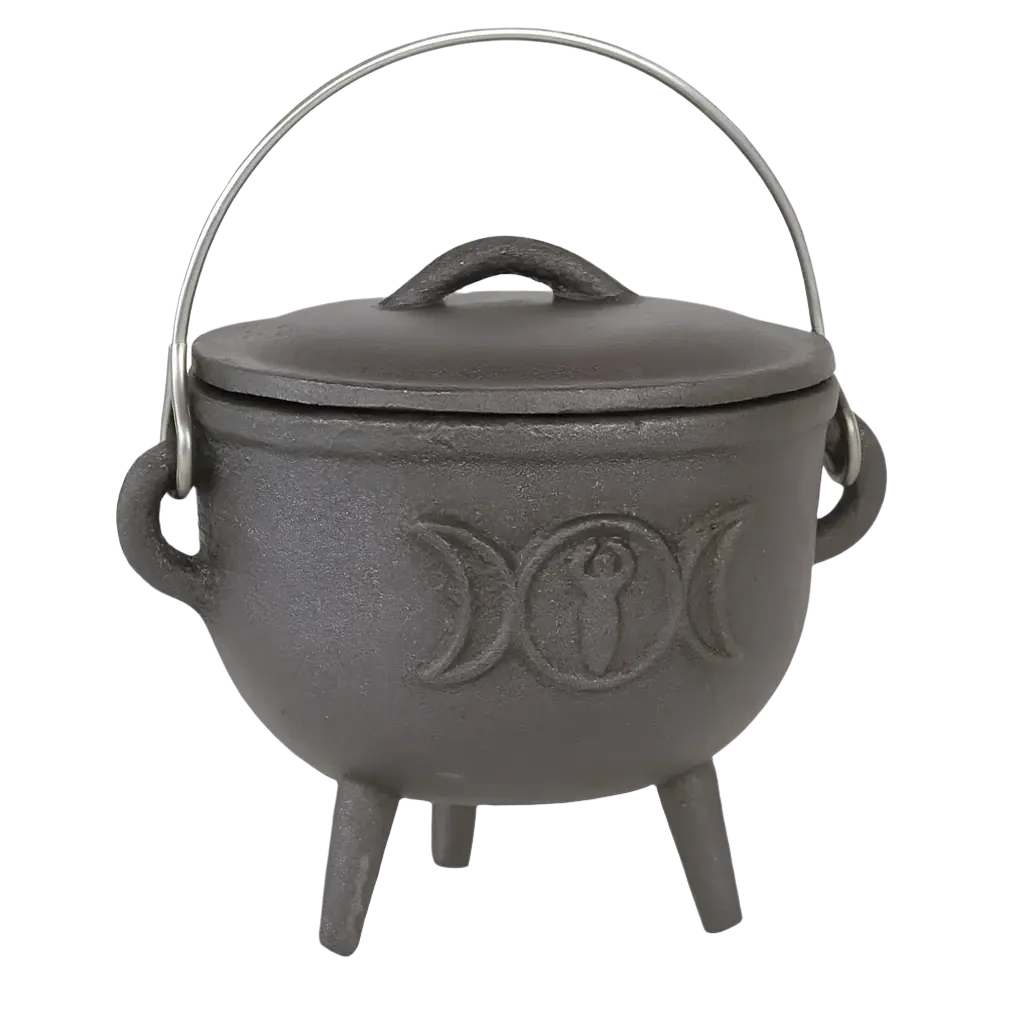Cast Iron Cauldron With Triple Moon (11cm) Powerfulhand.com