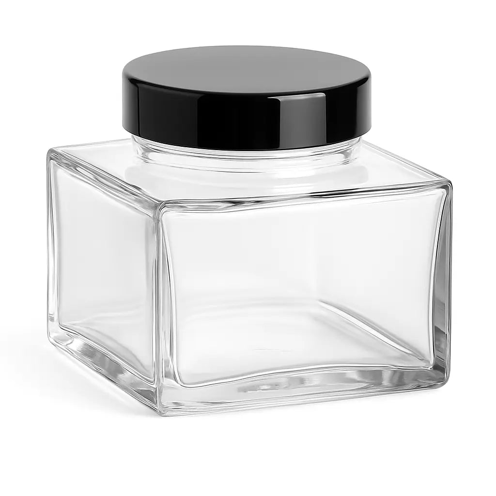 200ml EMPIRE Glass Jar with Black Screw Cap Powerfulhand.com
