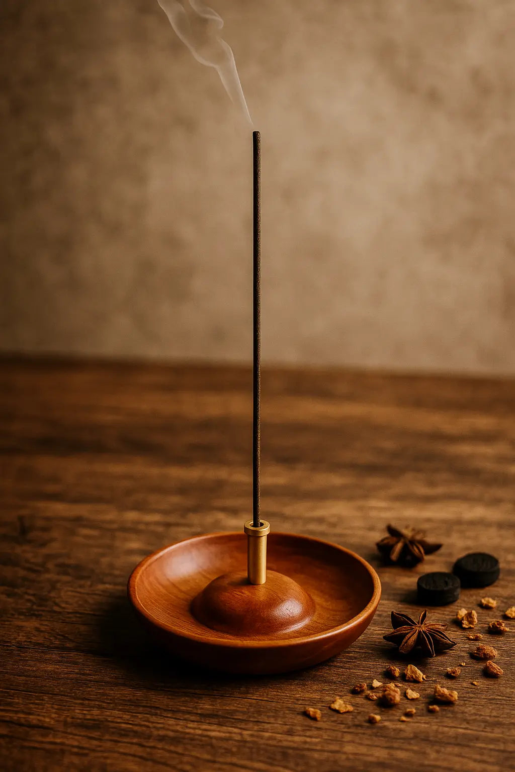 Sheesham Wood Jumbo Incense Holder with Brass Inlay Powerfulhand.com