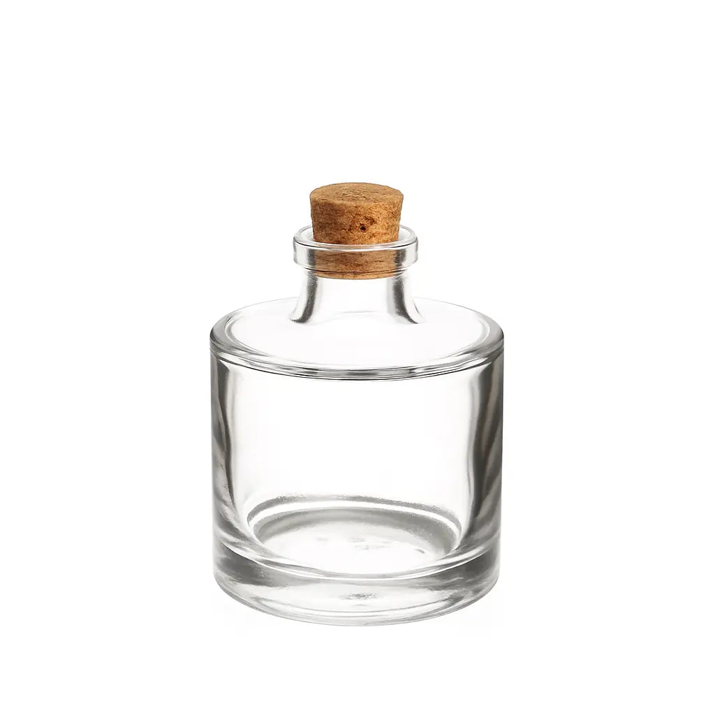 200ml Clear Glass Round Empty Diffuser Bottle (Cork Neck) Powerfulhand.com
