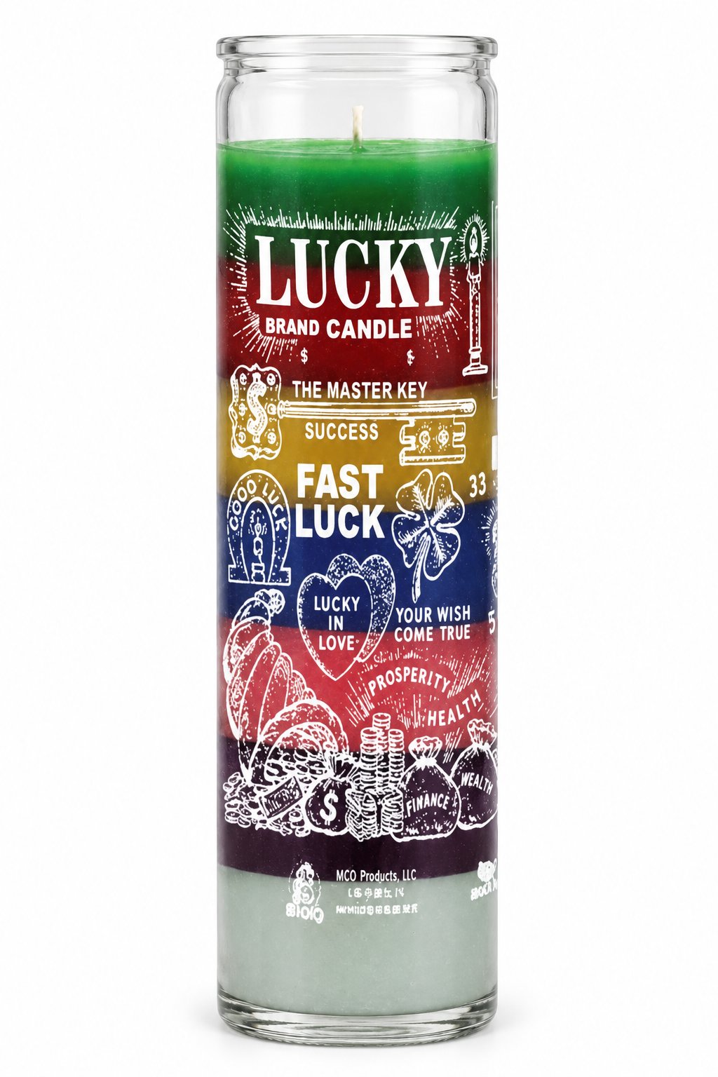 Fast Luck 7-Day Candle – Hoodoo Spell Candle for Luck & Money — 7 Colours — white studio background