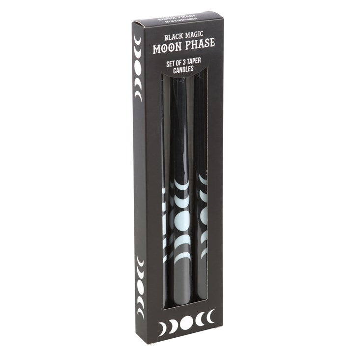 Black Magic Moon Phase Taper Candles – Set of 3