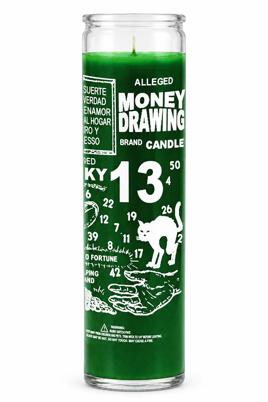 Money Drawing Candle — Green — white studio background