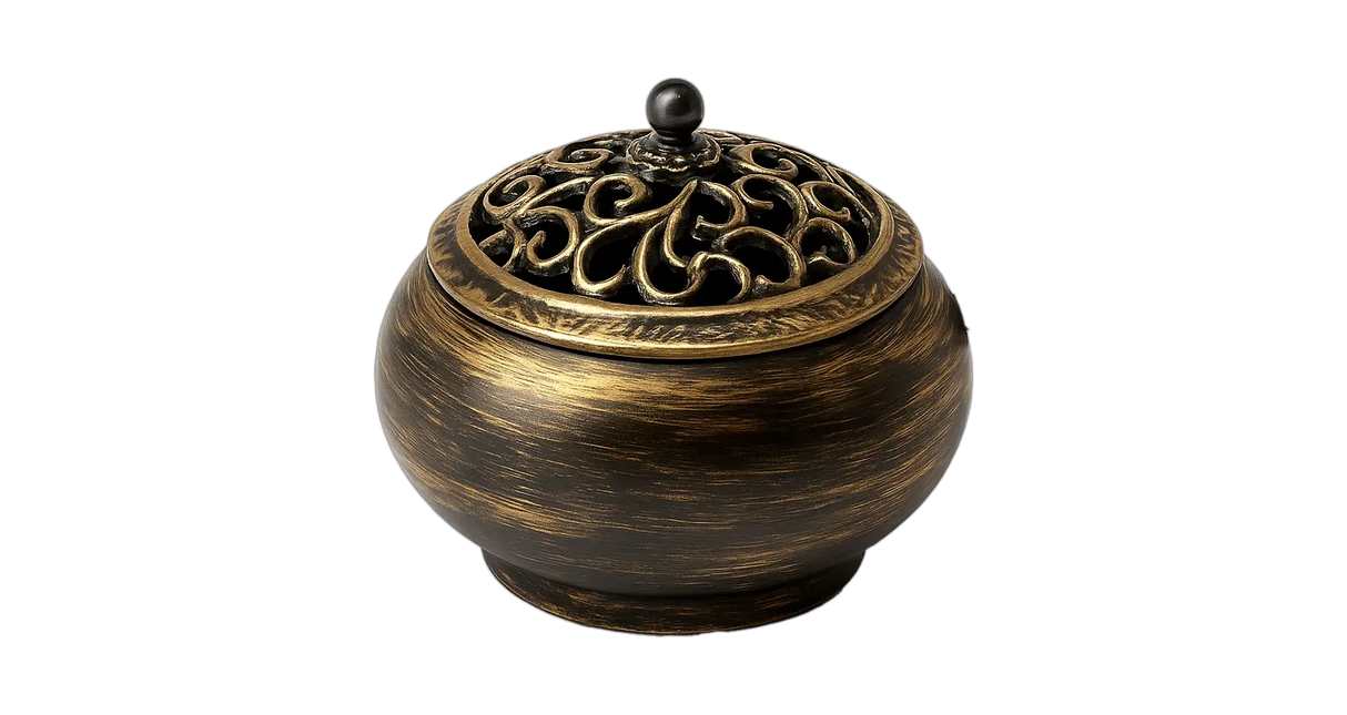Tibetan Style Incense Burner with Bronze Effect Powerfulhand.com