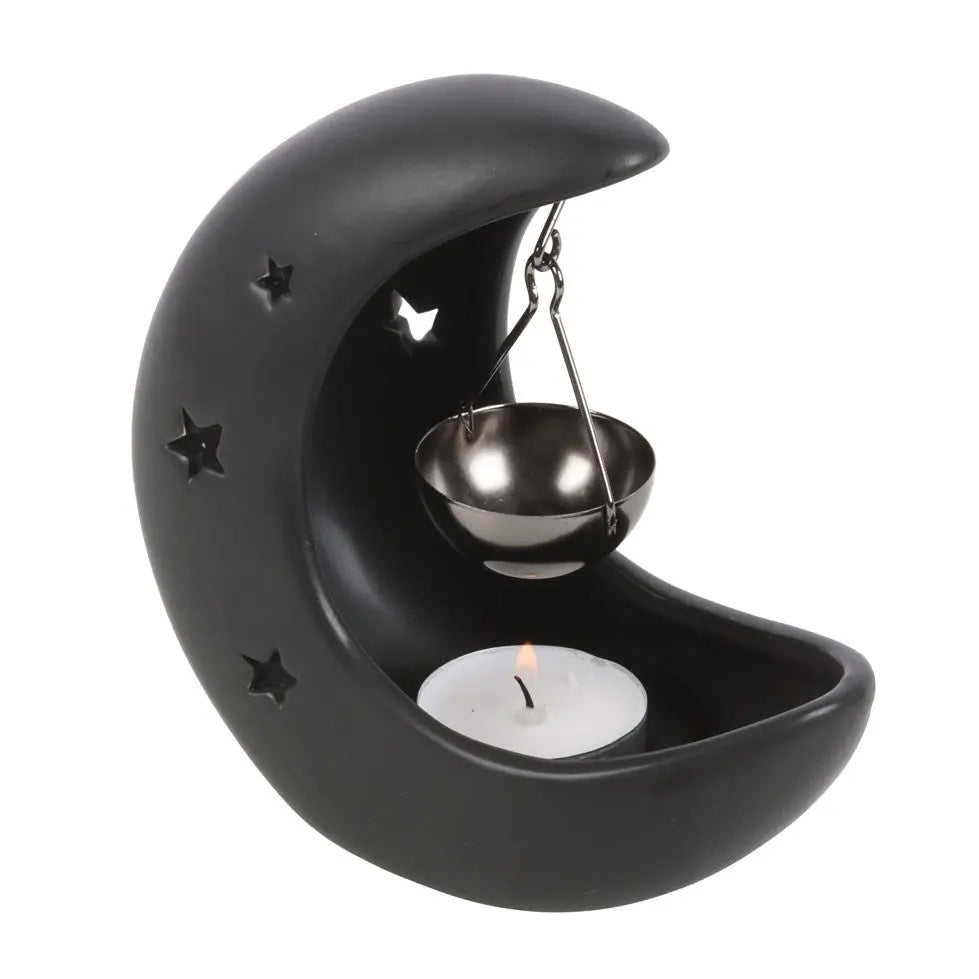 Black Crescent Moon Hanging Oil Burner Powerfulhand.com