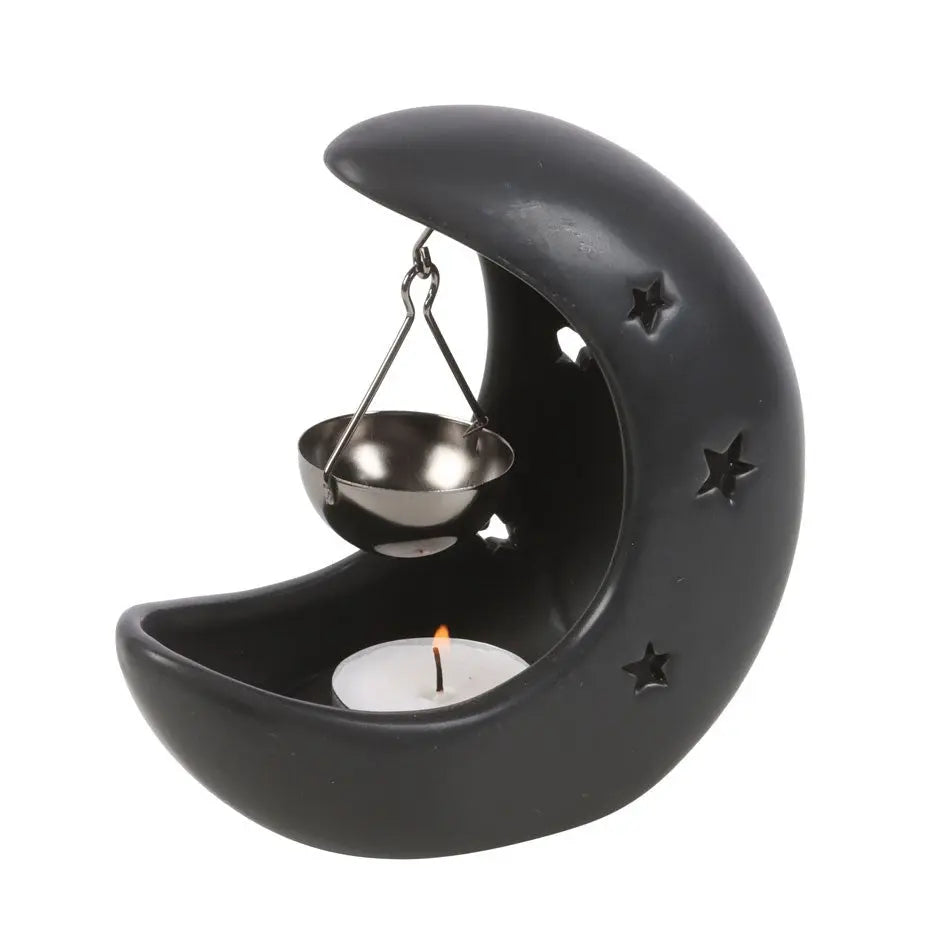 Black Crescent Moon Hanging Oil Burner Powerfulhand.com