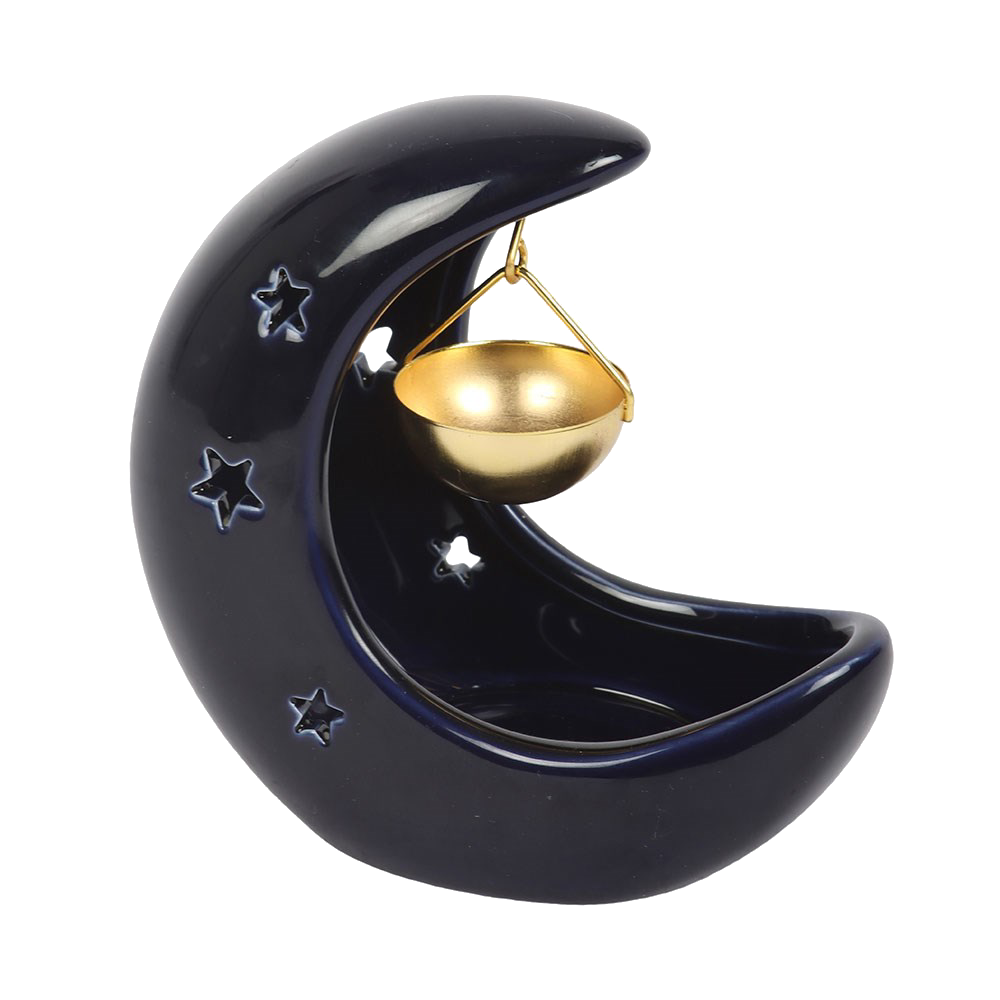 Blue Crescent Moon Hanging Oil Burner