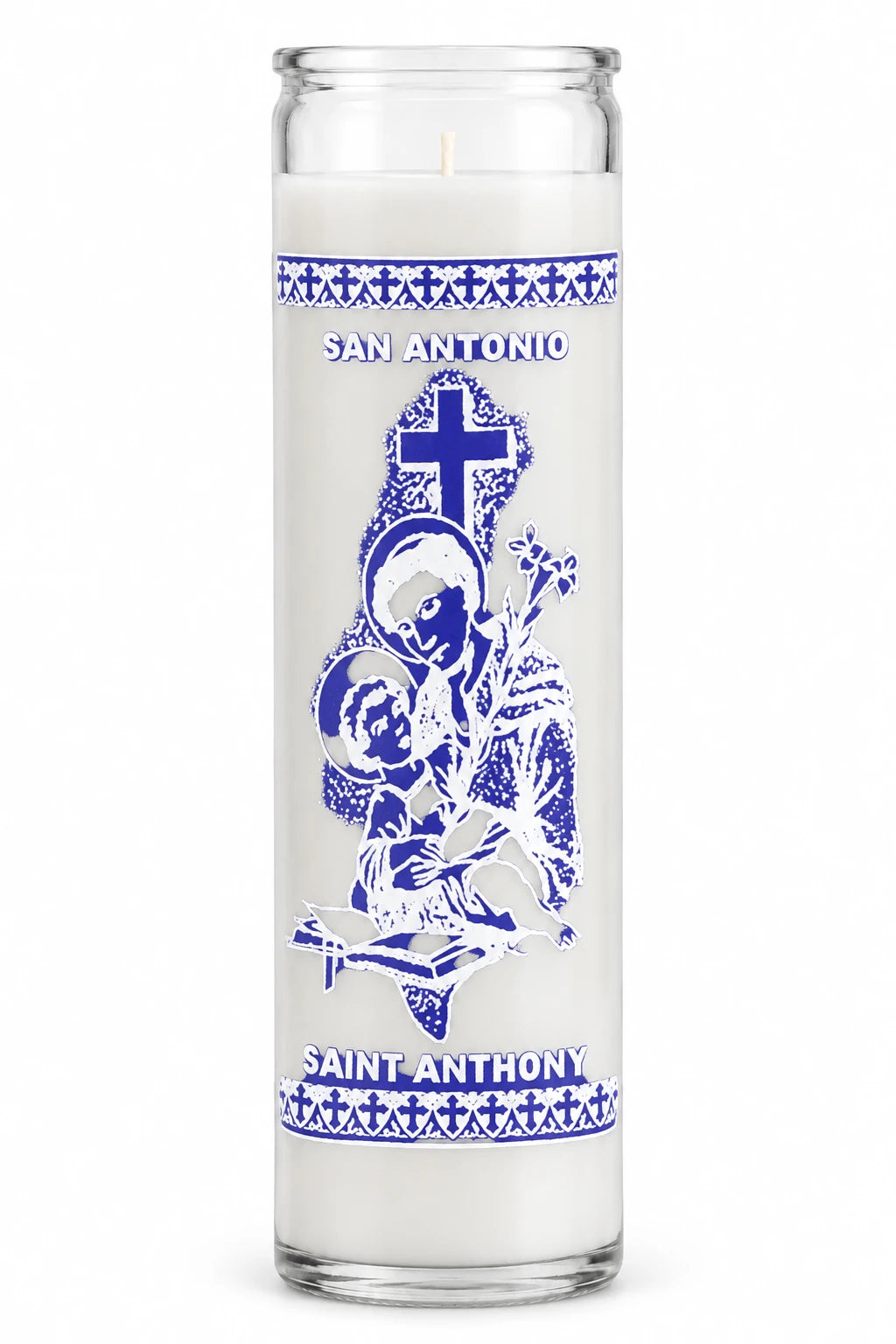 Saint Anthony Candle — White — white studio background