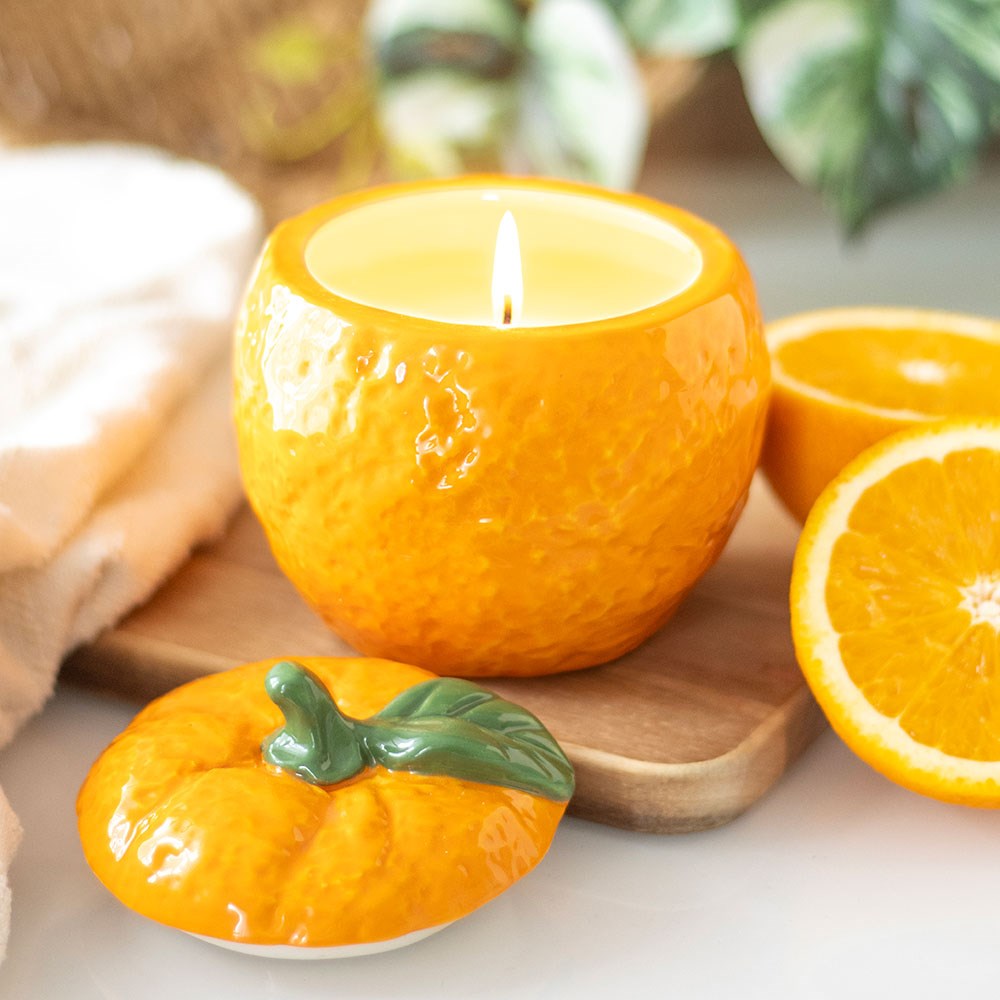 Orange Ceramic Candle Jar