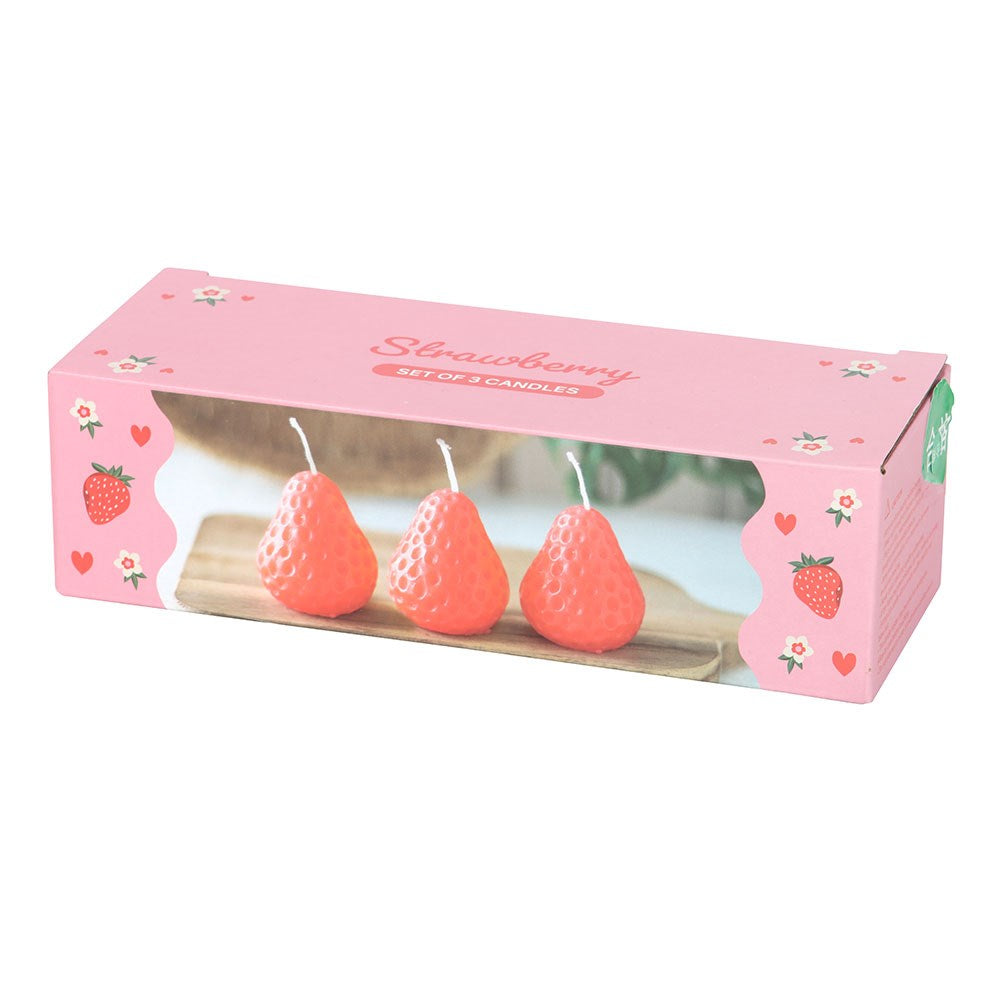 Strawberry Shaped Candles - Set of 3
