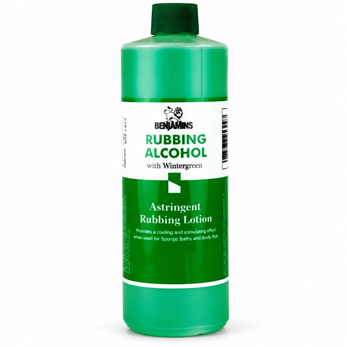 Benjamins Rubbing Alcohol with Wintergreen bottle on a white background