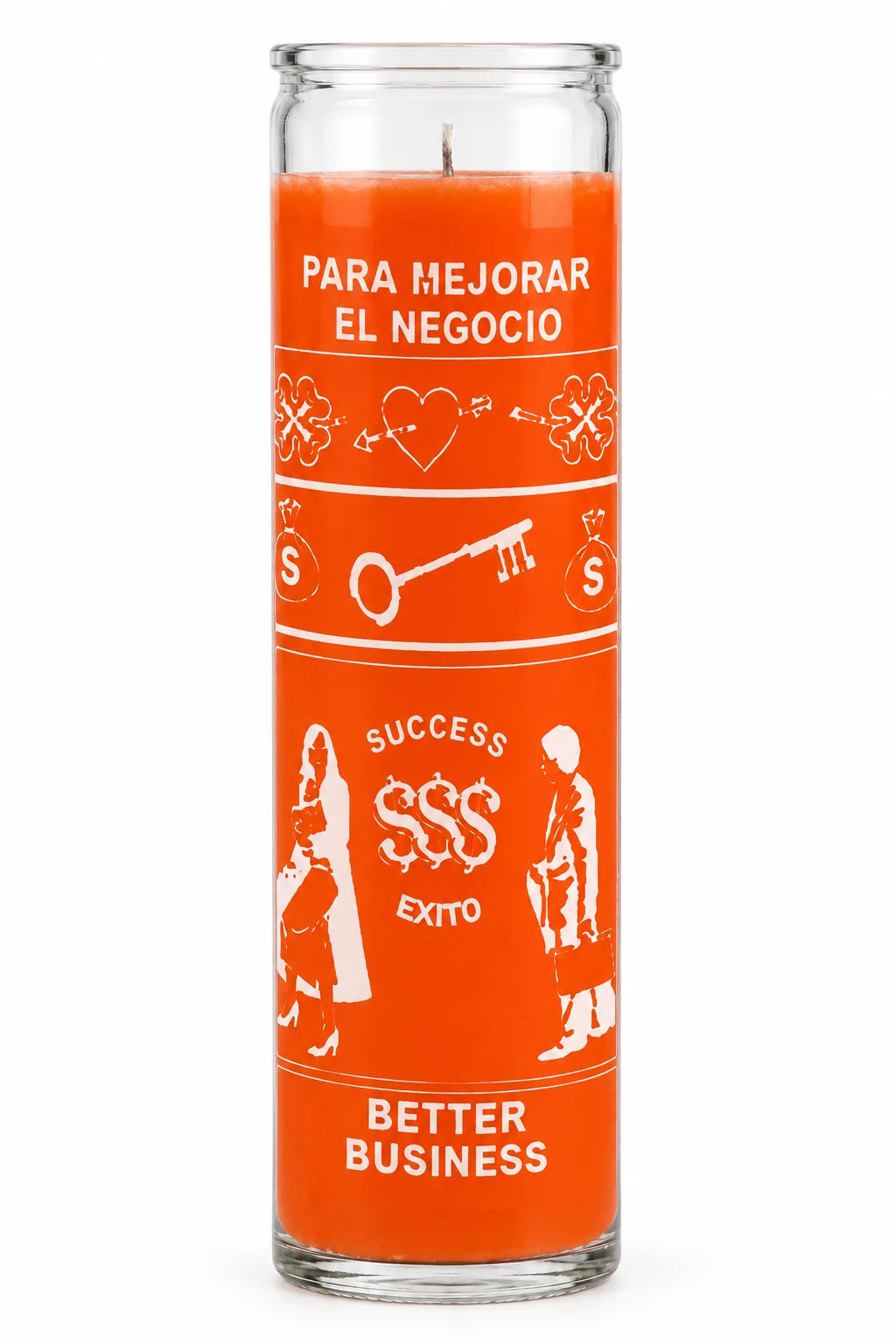 Better Business 7-Day Candle – Hoodoo Spell Candle to Draw Customers — Orange — white studio background