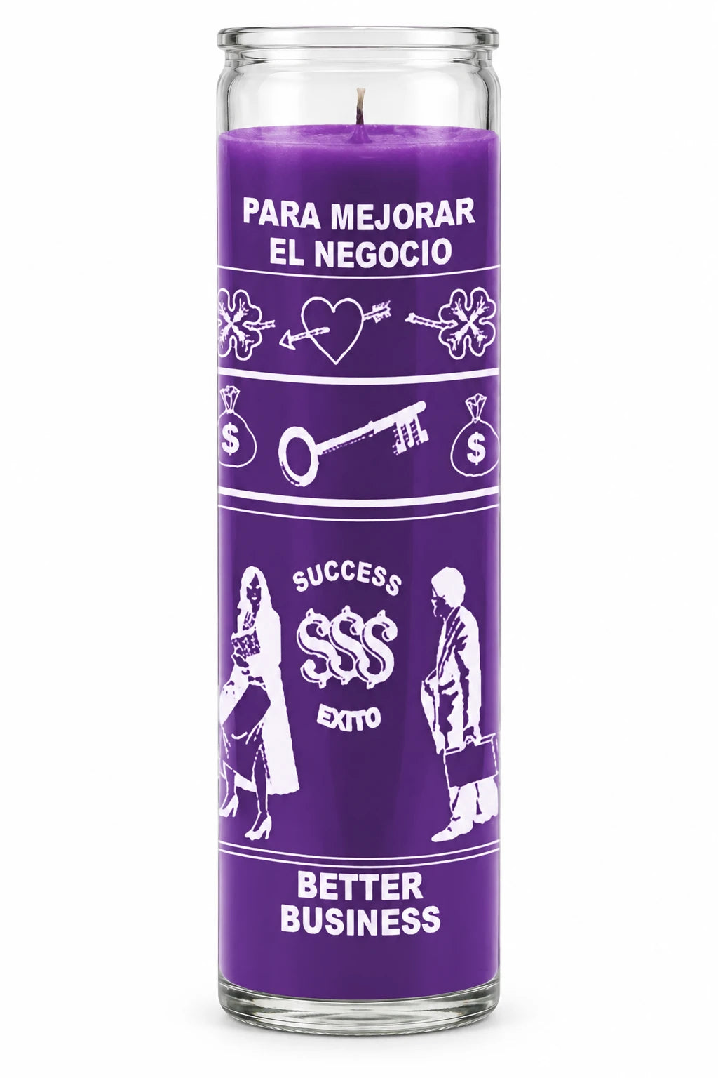 Better Business 7-Day Candle – Hoodoo Spell Candle to Draw Customers — Purple — white studio background