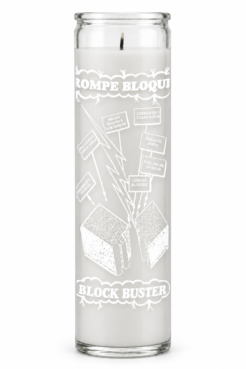 Blockbuster candle – White wax (colour illustration)