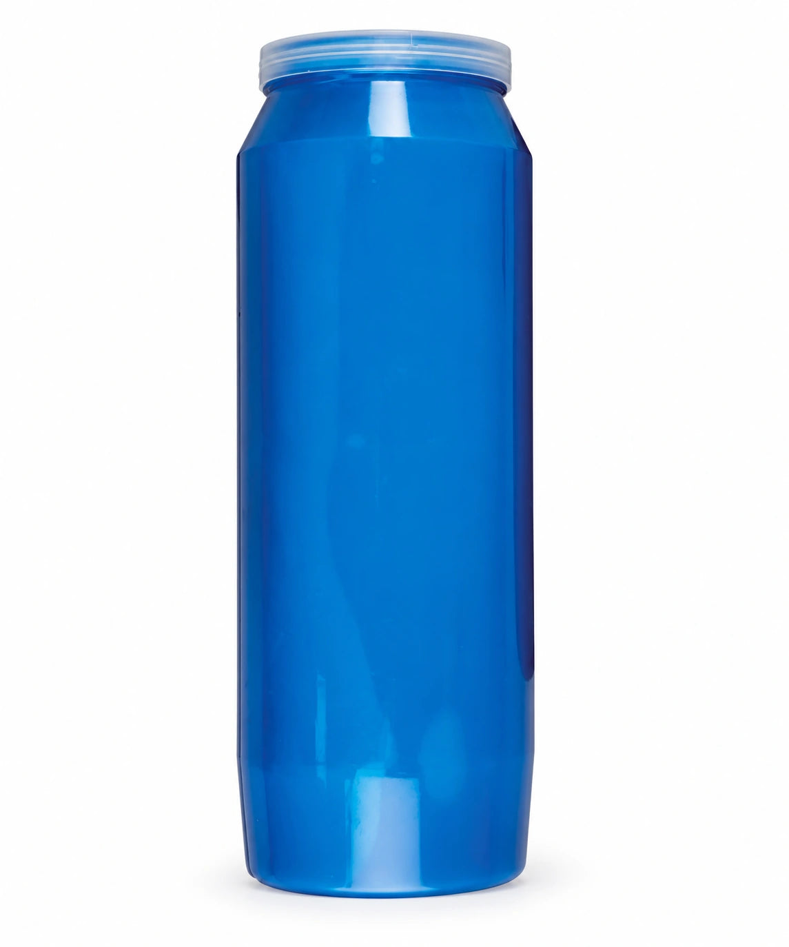 Blue CBC 9-day sanctuary candle on a white background