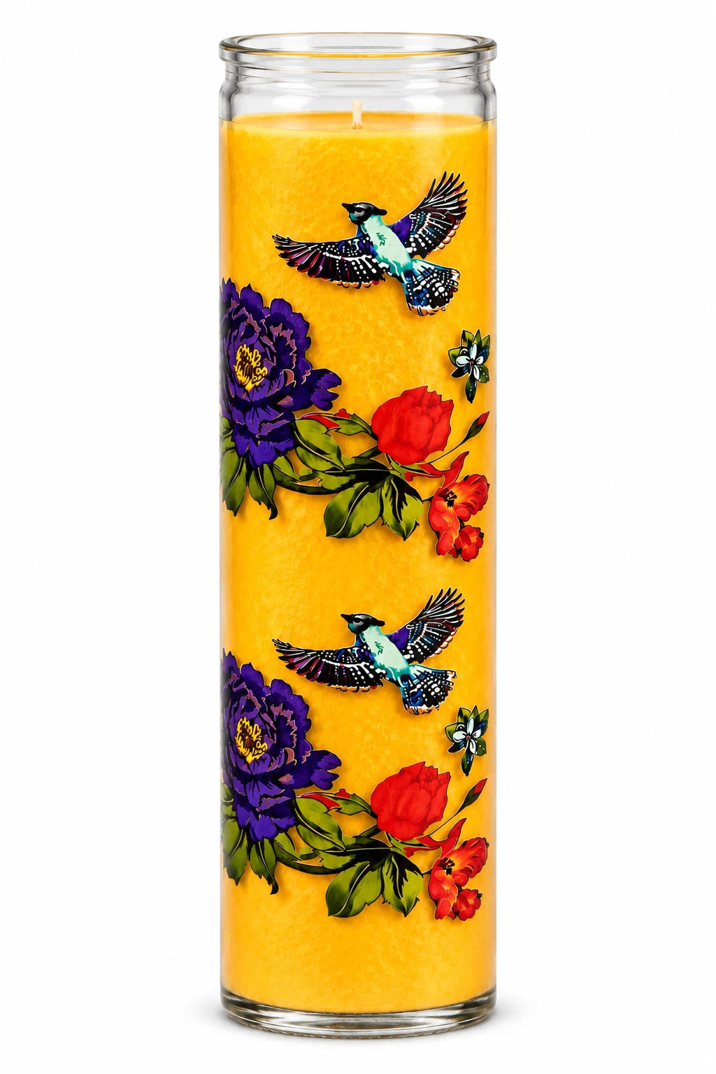 Mexican Floral Pillar Candle Pot — white studio background